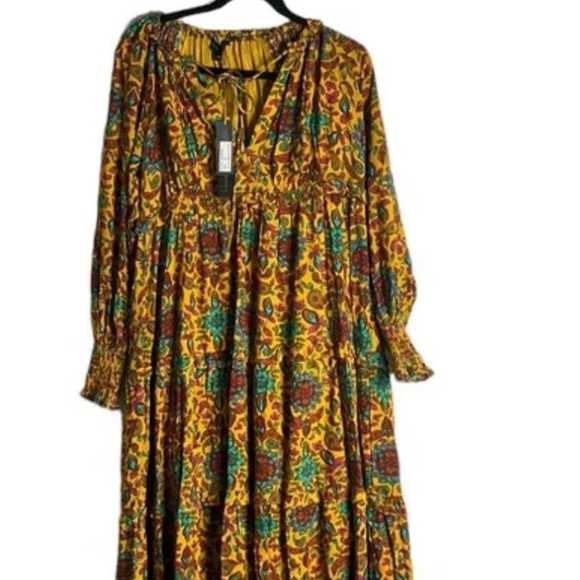 House of Harlow 1960 Dresses & Skirts - House of Harlow Mustard tiered long sleeve maxi dress - size S oversized